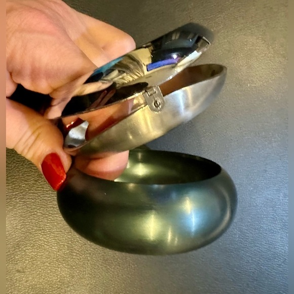 BREIL Stainless Steel Shiny Brushed Teal Bangle Convertible Bracelet - Picture 7 of 14